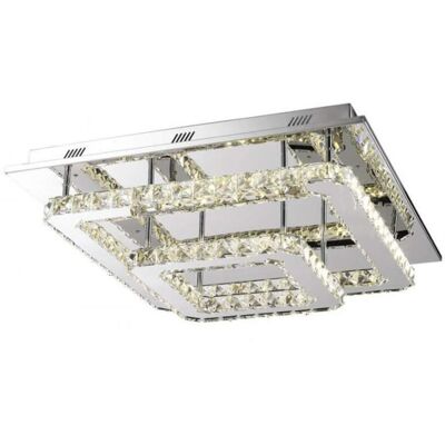 Plafonnier KOSILUM - LED cristal - carré - 55cm - Publicité Plafonnier KOSILUM - LED cristal - carré - 55cm - Publicité