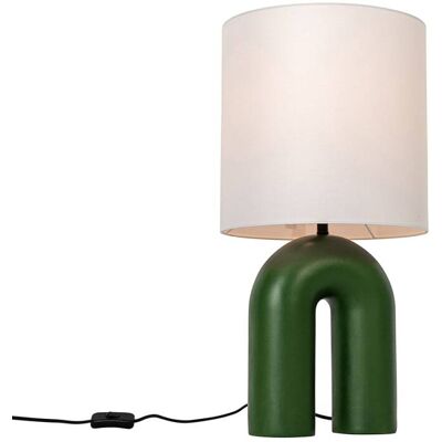 QAZQA Lampe de table design verte abat-jour en lin blanc - Publicité QAZQA Lampe de table design verte abat-jour en lin blanc - Publicité
