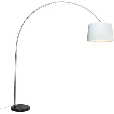 QAZQA Lampadaire arc acier abat-jour tissu blanc - Publicité QAZQA Lampadaire arc acier abat-jour tissu blanc - Publicité