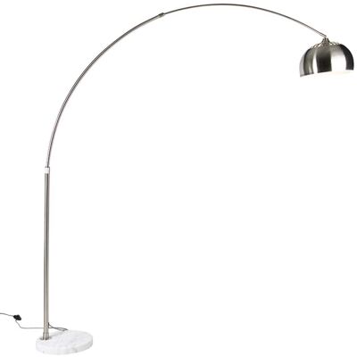 QAZQA Lampe arc acier base marbre blanc abat-jour acier - Publicité QAZQA Lampe arc acier base marbre blanc abat-jour acier - Publicité