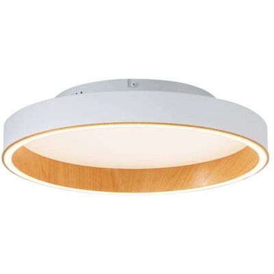QAZQA Plafonnier design blanc bois led 40 cm - Publicité QAZQA Plafonnier design blanc bois led 40 cm - Publicité
