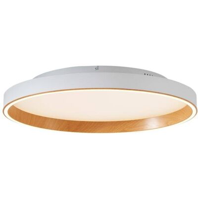 QAZQA Plafonnier design blanc bois led 60 cm - Publicité QAZQA Plafonnier design blanc bois led 60 cm - Publicité