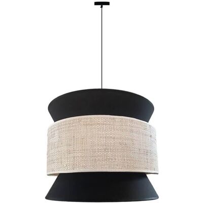 Wonderlamp Lampe suspendue noire avec lin naturel - Publicité Wonderlamp Lampe suspendue noire avec lin naturel - Publicité