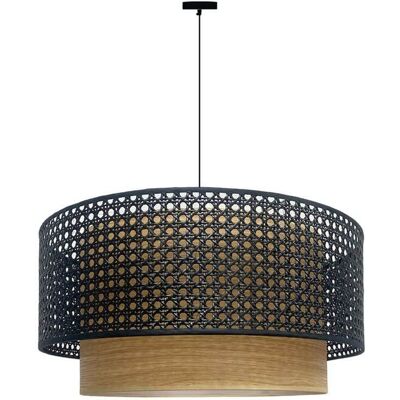 Wonderlamp Lampe suspendue, 1 lumière, noir et rotin - Publicité Wonderlamp Lampe suspendue, 1 lumière, noir et rotin - Publicité