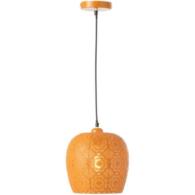 J-line Lampe suspendue en métal orange 23.5x23.5x39 cm - Publicité J-line Lampe suspendue en métal orange 23.5x23.5x39 cm - Publicité