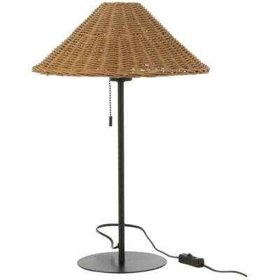 J-line Lampe en métal et rotin noir et naturel 32x32x50 cm - Publicité J-line Lampe en métal et rotin noir et naturel 32x32x50 cm - Publicité