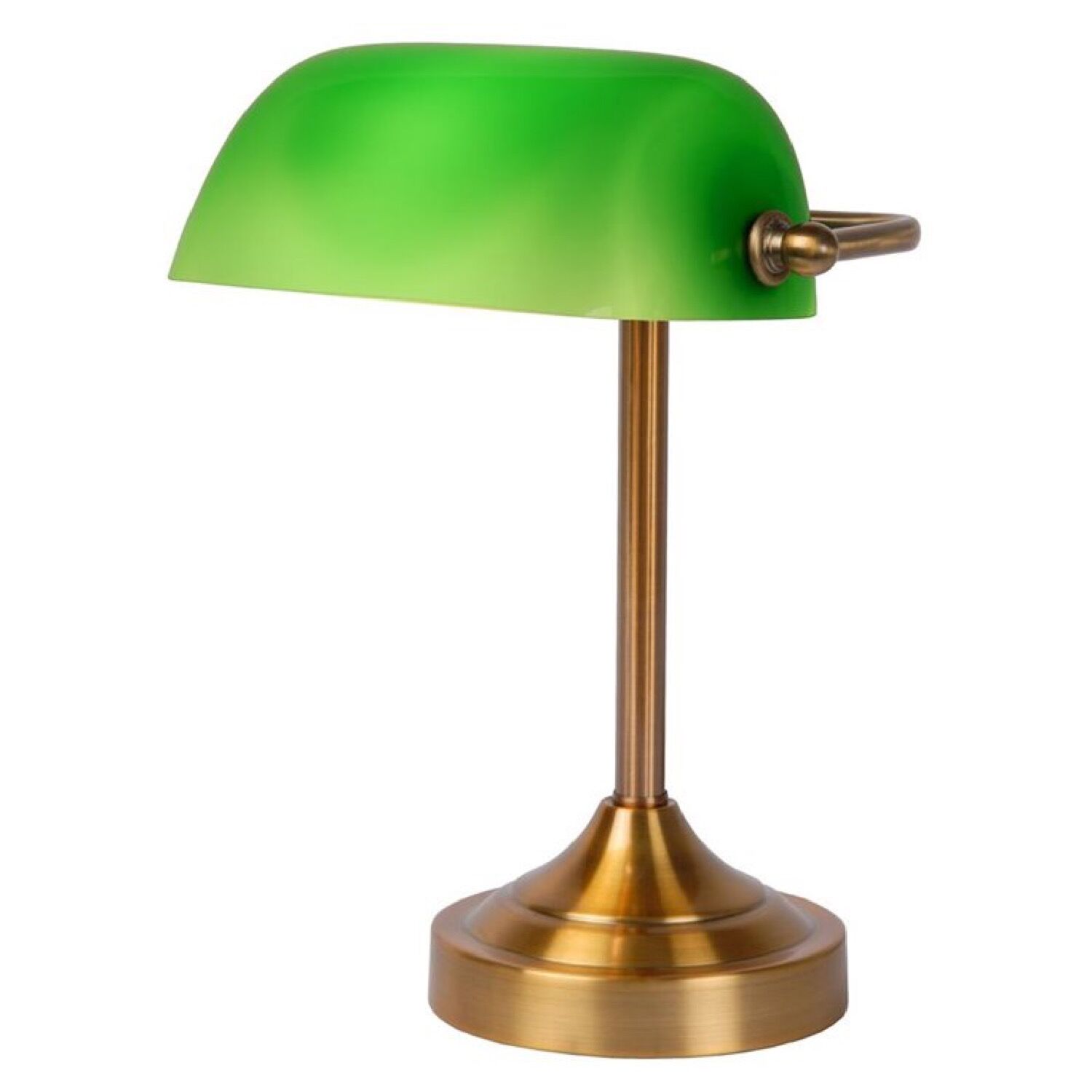 Lucide Lampe de bureau métal et verre vert bronze H30cm