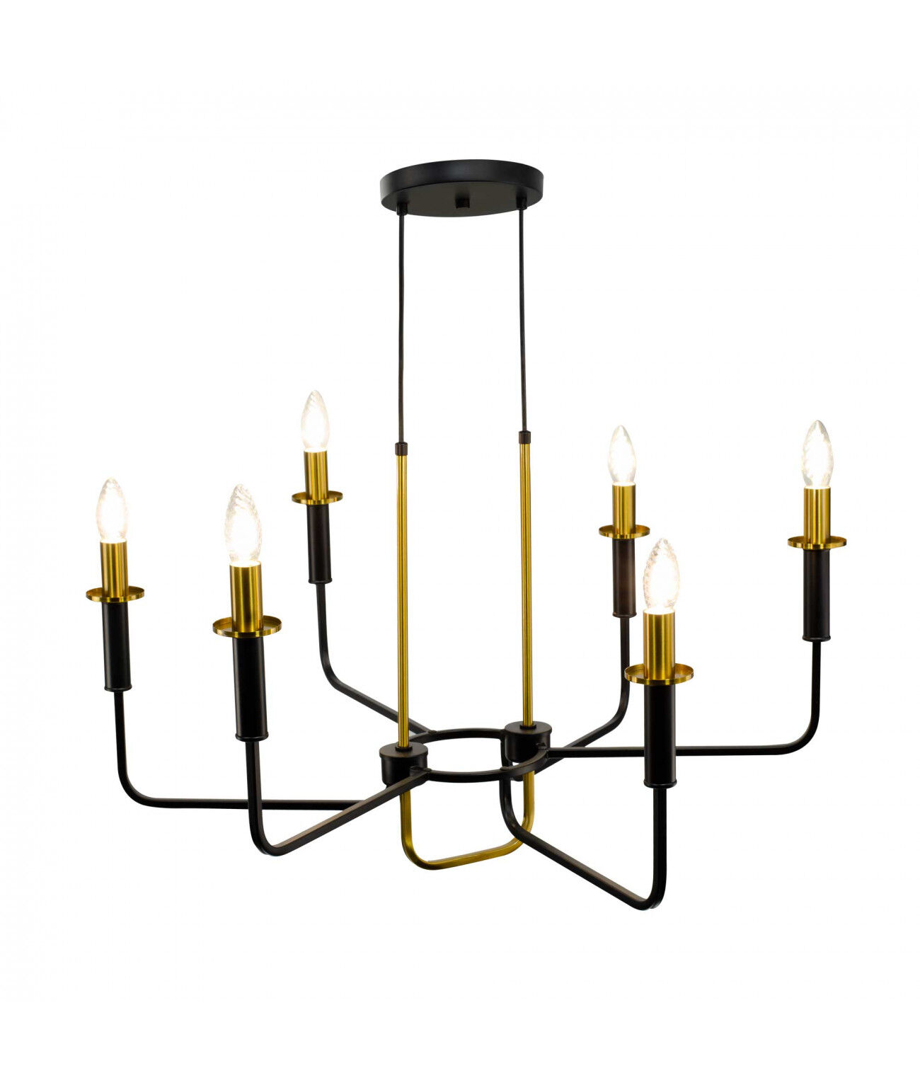 C-Création Lustre chandelier 6 lumières en métal noir et doré