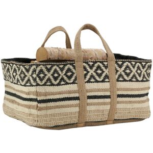 Aubry Gaspard Sac a buches en jute naturel et teinte naturel et noir