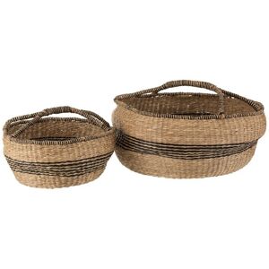 LANADECO Paniers ronds naturels H26cm - Lot de 2