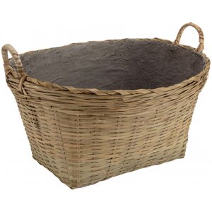 MACABANE Pot de fleur ovale 60x53cm en bambou naturel avec anses