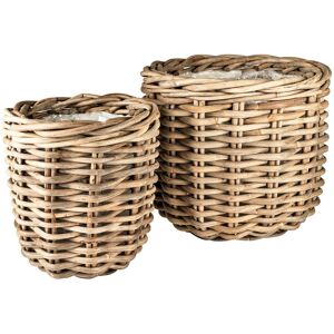 Villa Collection Cache pots à plantes en fibre beige - Lot de 2