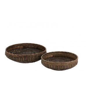 LANADECO Plats ronds rotin noir D49,5cm - Lot de 2