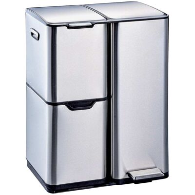 Kitchen Move Poubelle de cuisine tri sélectif acier inoxydable argent 60l - Publicité Kitchen Move Poubelle de cuisine tri sélectif acier inoxydable argent 60l - Publicité