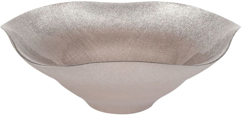 Maisons du Monde Plat décoratif en verre strié beige rosé Maisons du Monde Plat décoratif en verre strié beige rosé