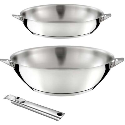 Cuisinox Lot 3 pièces - wok 28 cm, poêle 24 cm et poignée amovible - Publicité Cuisinox Lot 3 pièces - wok 28 cm, poêle 24 cm et poignée amovible - Publicité