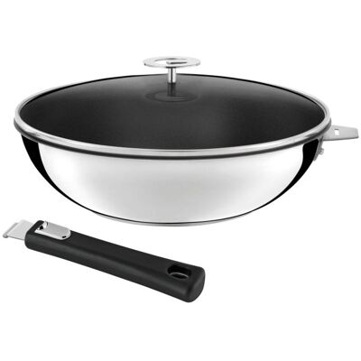 Cuisinox Wok 28 cm avec revêtement céramique, couvercle et poignée - Publicité Cuisinox Wok 28 cm avec revêtement céramique, couvercle et poignée - Publicité