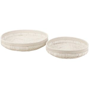 LANADECO Plat rond rotin blanc 50cm - Lot de 2