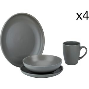 Cosy & Trendy Service de table en Gres, gris, 16 pieces