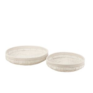 LANADECO Plat rond rotin blanc 50cm - Lot de 2