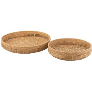 LANADECO Plats ronds rotin naturel - Lot de 2