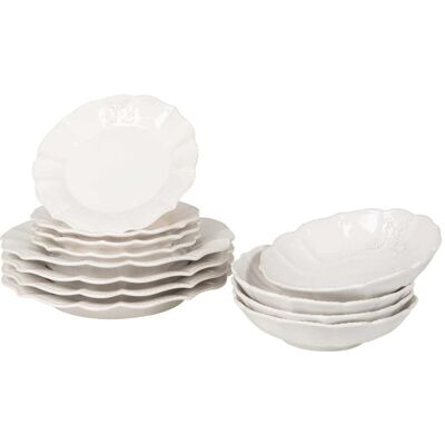 Maisons du Monde Service de table 12 pièces en faïence blanche - Publicité Maisons du Monde Service de table 12 pièces en faïence blanche - Publicité