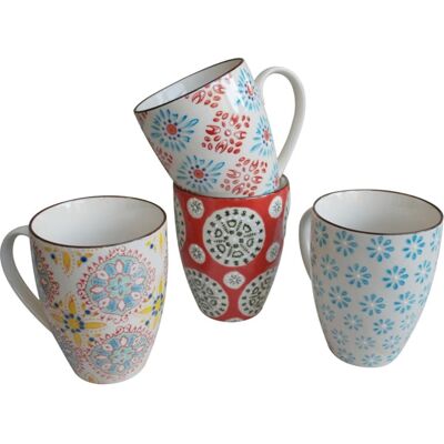 Chehoma Set de 4 mugs en céramique multicolore - Publicité Chehoma Set de 4 mugs en céramique multicolore - Publicité
