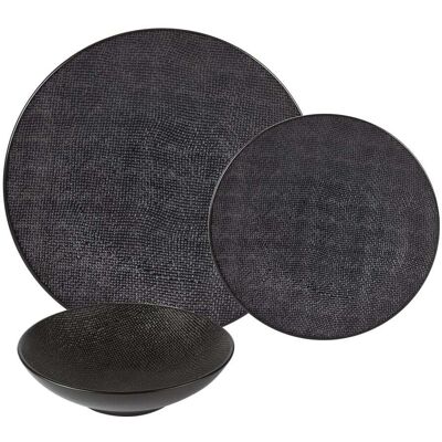 Table passion Service d'assiettes 12 pièces noires en grès - Publicité Table passion Service d'assiettes 12 pièces noires en grès - Publicité