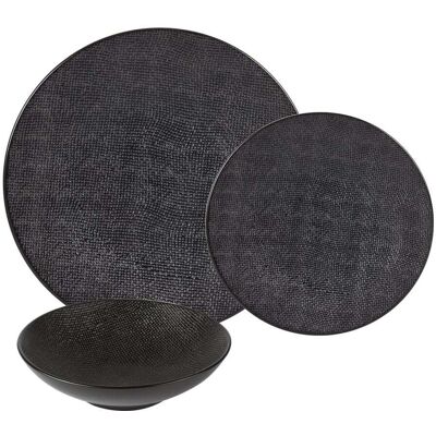 Table passion Service d'assiettes 18 pièces noires en grès - Publicité Table passion Service d'assiettes 18 pièces noires en grès - Publicité