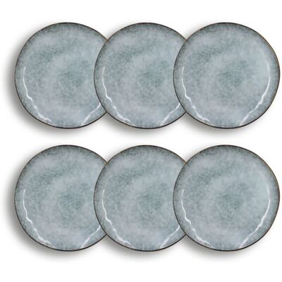 OGO Living Lot de 6 assiettes desserts en grès bleu 20,5cm - Publicité OGO Living Lot de 6 assiettes desserts en grès bleu 20,5cm - Publicité