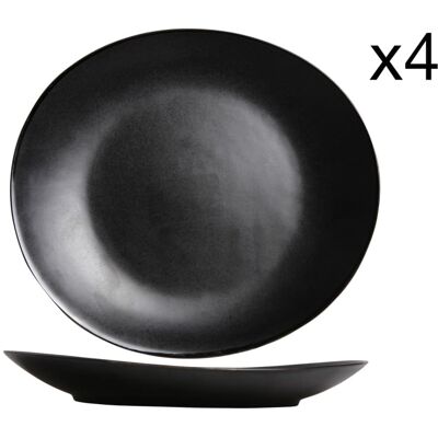Cosy & Trendy Lot de 4 Assiettes plates en Grès, noir 28X25,5 cm - Publicité Cosy & Trendy Lot de 4 Assiettes plates en Grès, noir 28X25,5 cm - Publicité