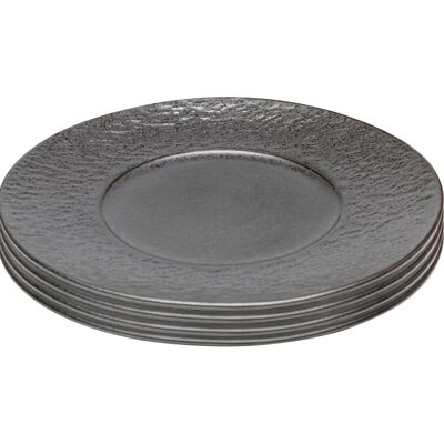 Kare Design Assiette plate en grès noir d27 - lot de 4 - Publicité Kare Design Assiette plate en grès noir d27 - lot de 4 - Publicité