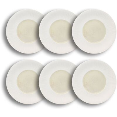 OGO Living Lot de 6 assiettes plates en porcelaine beige et blanc 31cm - Publicité OGO Living Lot de 6 assiettes plates en porcelaine beige et blanc 31cm - Publicité