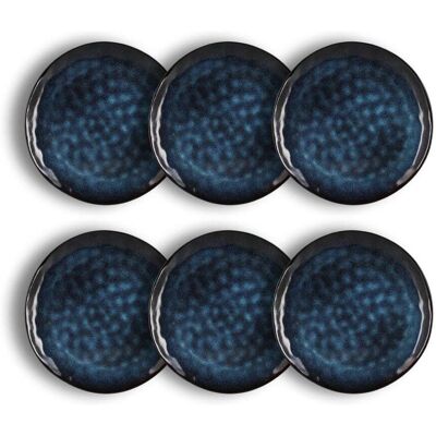 OGO Living Lot de 6 assiettes plates en grès bleu 28cm - Publicité OGO Living Lot de 6 assiettes plates en grès bleu 28cm - Publicité