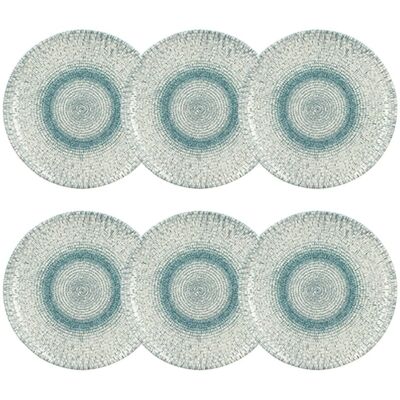 Novastyl Lot de 6 assiettes plates en porcelaine blanche et bleue 27cm - Publicité Novastyl Lot de 6 assiettes plates en porcelaine blanche et bleue 27cm - Publicité