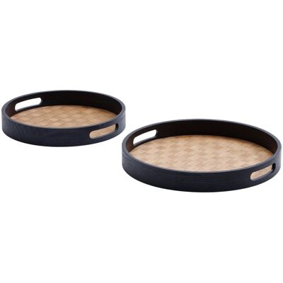 Sia Deco Set de 2 plateaux décoratifs ronds noir d36 - Publicité Sia Deco Set de 2 plateaux décoratifs ronds noir d36 - Publicité