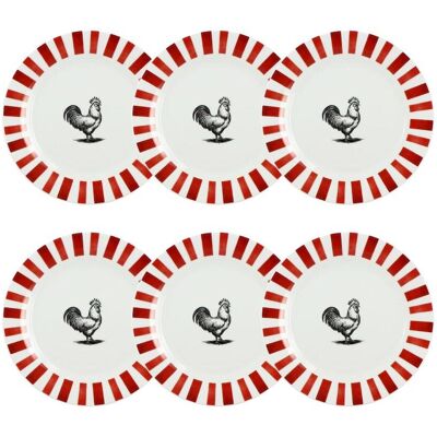 Novastyl Lot de 6 assiettes plates 26,5cm en porcelaine rouge et blanc - Publicité Novastyl Lot de 6 assiettes plates 26,5cm en porcelaine rouge et blanc - Publicité