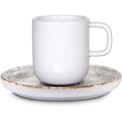 Medard de Noblat Tasse et soucoupe café en grès gris texturé - Publicité Medard de Noblat Tasse et soucoupe café en grès gris texturé - Publicité