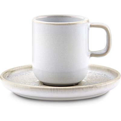 Medard de Noblat Tasse et soucoupe café en grès beige texturé - Publicité Medard de Noblat Tasse et soucoupe café en grès beige texturé - Publicité