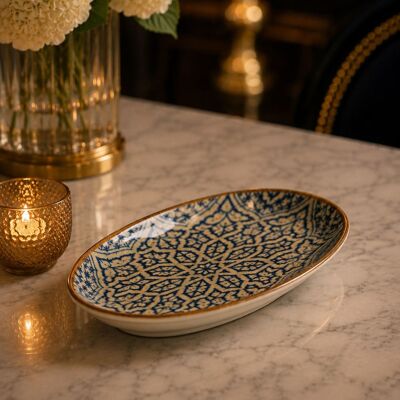 OGO Living Lot de 6 assiettes ovales 23,5cm en porcelaine bleu - Publicité OGO Living Lot de 6 assiettes ovales 23,5cm en porcelaine bleu - Publicité