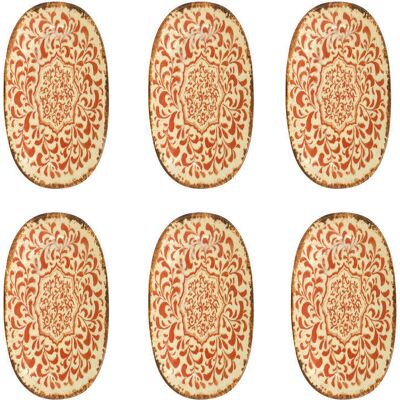 OGO Living Lot de 6 assiettes ovales 23,5cm en porcelaine rouge - Publicité OGO Living Lot de 6 assiettes ovales 23,5cm en porcelaine rouge - Publicité