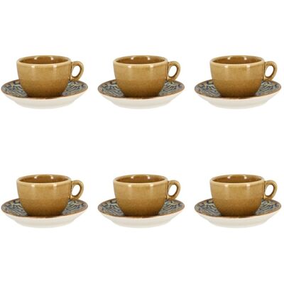 OGO Living Lot de 6 tasses 16cml et soucoupes en porcelaine bleu - Publicité OGO Living Lot de 6 tasses 16cml et soucoupes en porcelaine bleu - Publicité