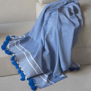 Febronie Plaid coton 160x250 bleu grec