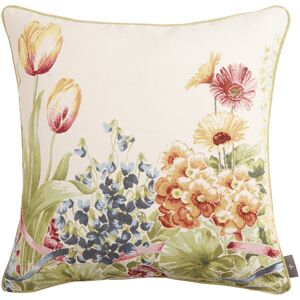 ART Coussin tapisserie jardin de fleurs Blanc 50 x 50