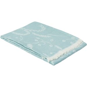 Toison d'Or Plaid en lin et coton motif epis de ble coton/lin bleu 130x170 cm