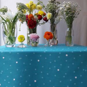 Fleur de Soleil Nappe en coton enduit turquoise rectangle 160 x 200 cm