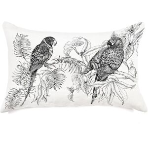 Lo de Manuela Coussin en lin pur lave Elizabeth blanc noir 50x70