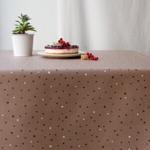 Fleur de Soleil Nappe en coton enduit taupe rectangle 160 x 240 cm