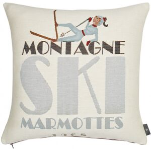 ART Coussin tapisserie chute de ski made in france blanc 48x48