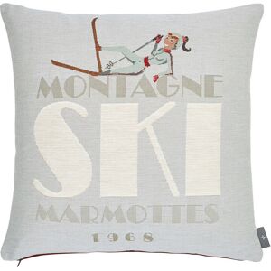 ART Coussin tapisserie chute de ski made in france bleu 48x48